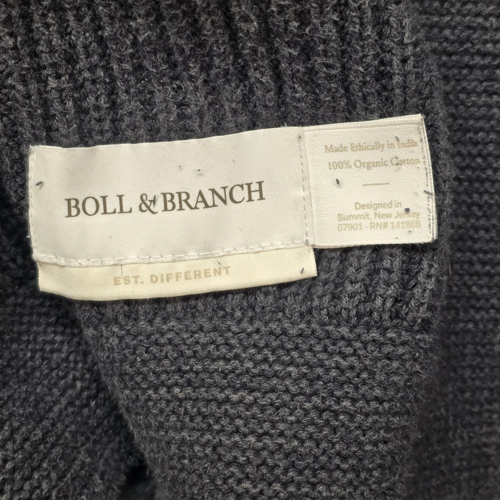 Boll & Branch Organic Cotton Knit Throw‎ Blanket Gray Luxury 49x65